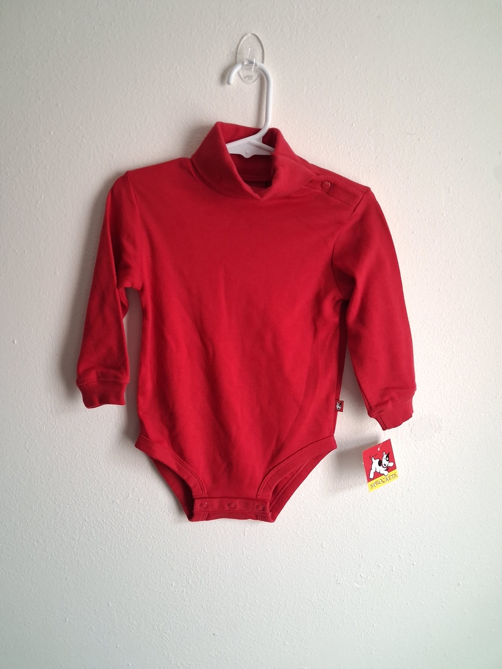 Vintage Sprockets Red Turtleneck Baby One-Piece Bodysuit